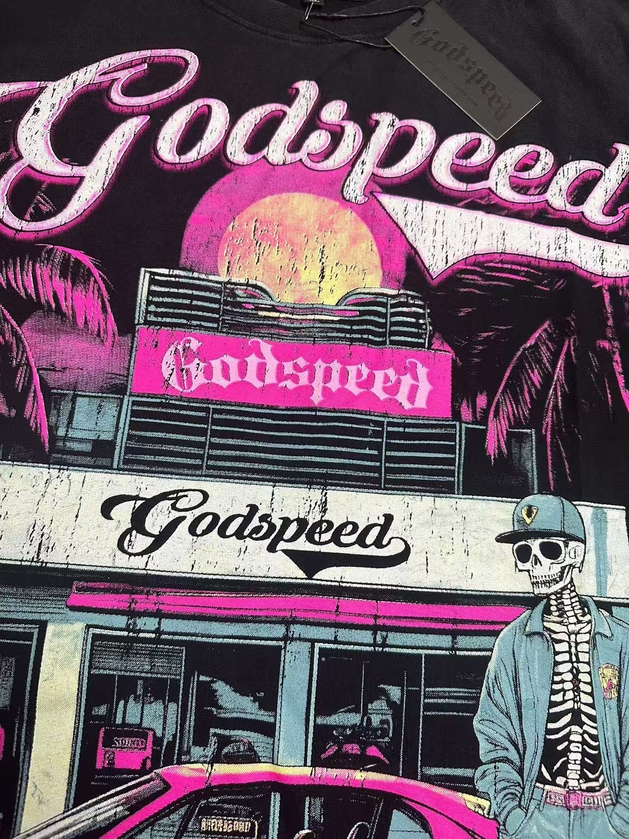 Godspeed Washed Black Rock Graphic T-Shirt — detail