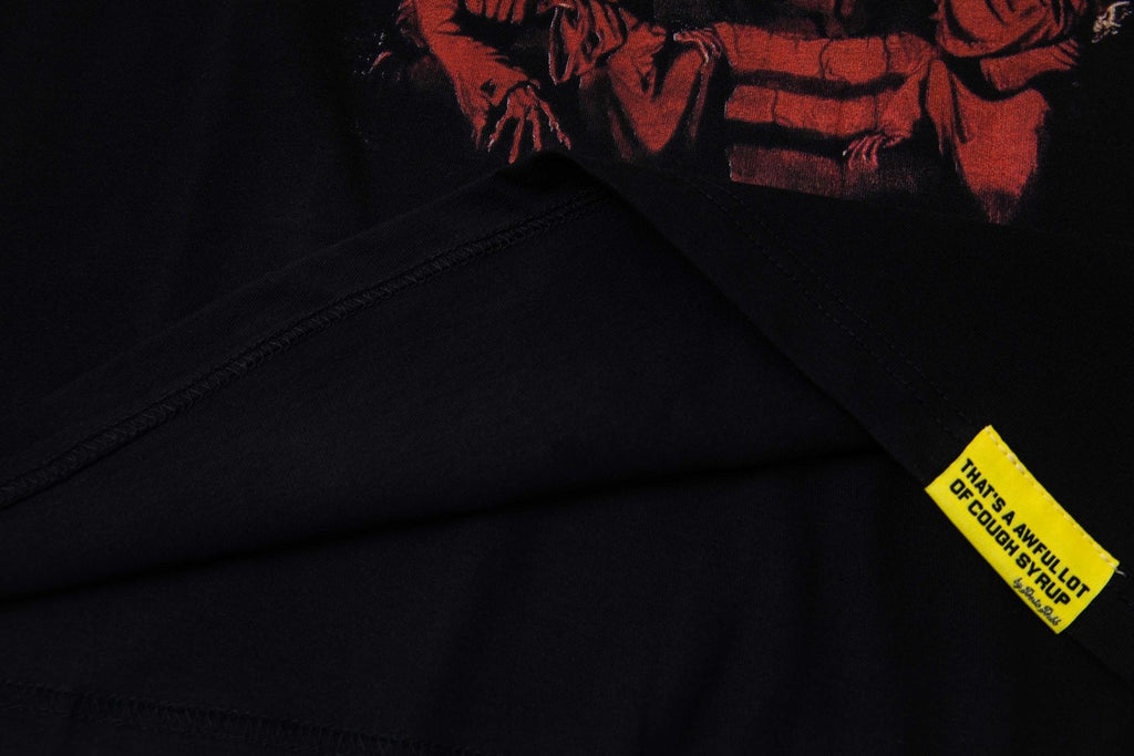 THAT'S A AWFUL LOT OF COUGH SYRUP Red/White Graphic Short-Sleeve T-Shirt — hang_tag