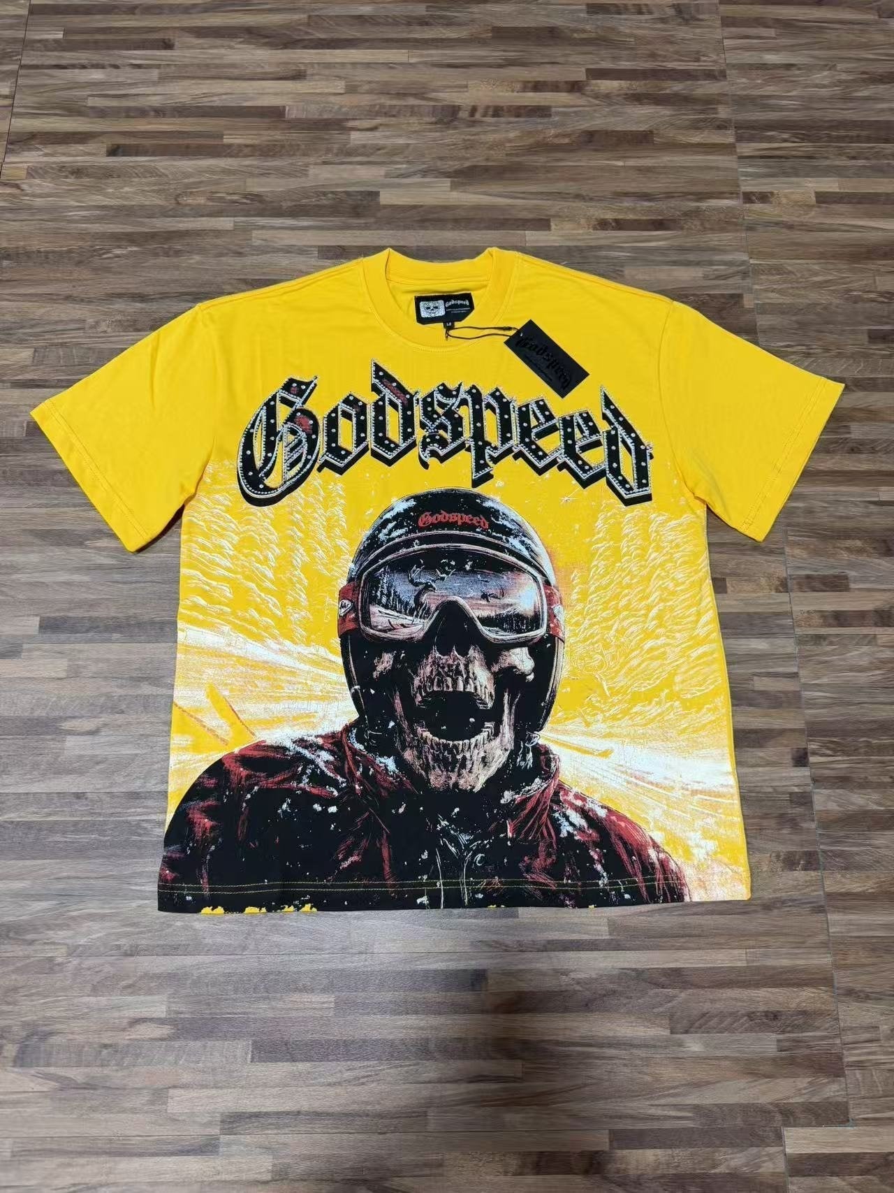 Godspeed Motorcycle Skull Graphic Short-Sleeve T-Shirt — front