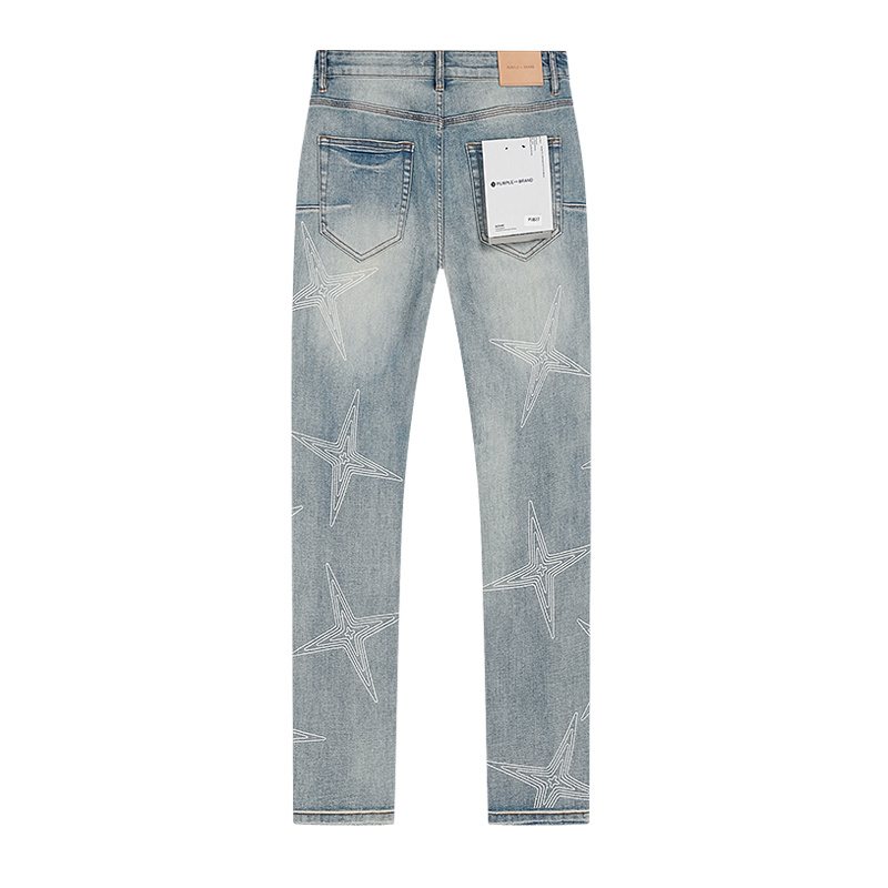 Purple Brand Star Graphic Light Blue Jeans — back