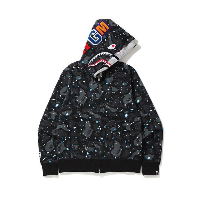 BAPE GM Shark Tiger Camo Zip Hoodie — front
