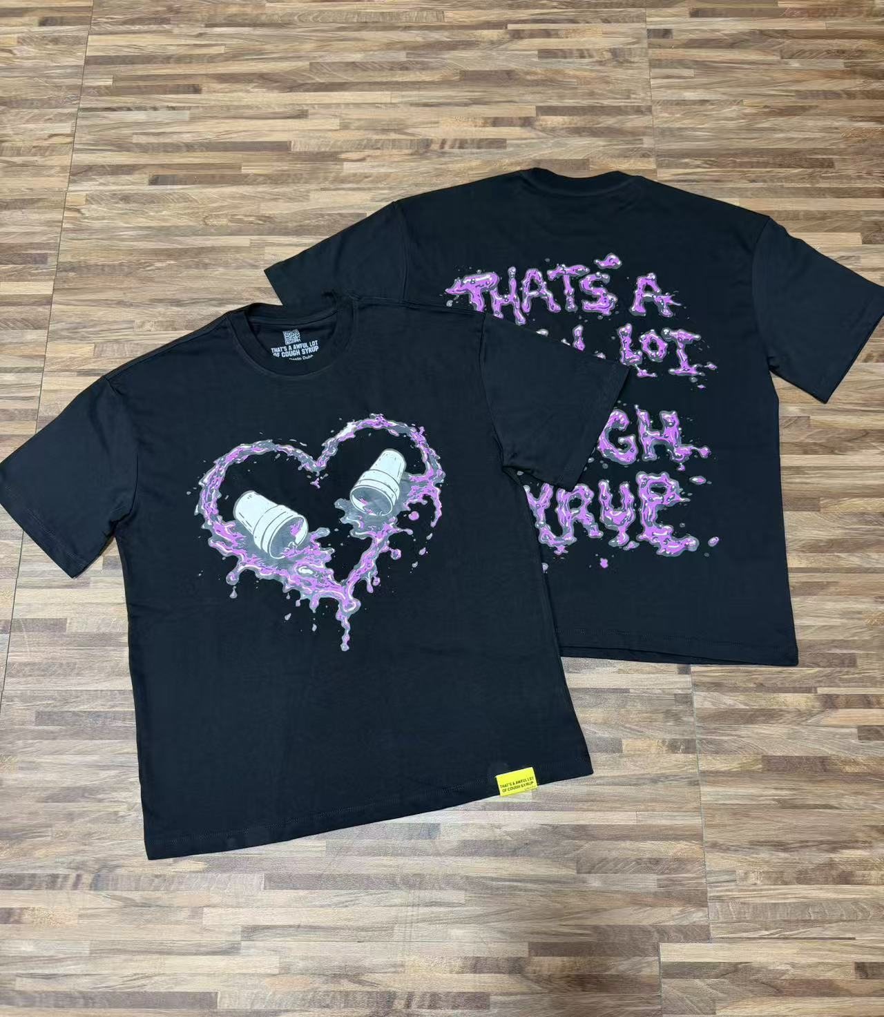 THAT'S A AWFUL LOT OF COUGH SYRUP Purple Front and Back Graphic T-Shirt — context