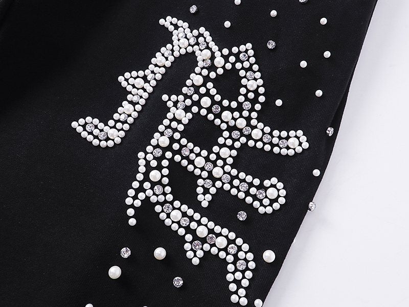Mixed Emotion Rhinestone Logo Sweatpants — detail