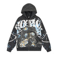 MIXED EMOTION Washed Black Graphic Zip Hoodie — hero