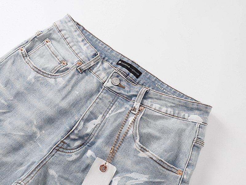 Purple Brand Light Blue Distressed Paint-Mark Jeans — detail