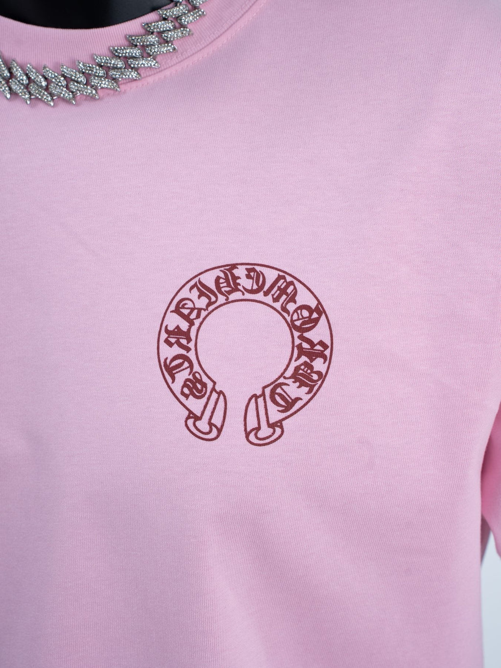 Chrome Hearts Pink Horseshoe Graphic T-Shirt — detail