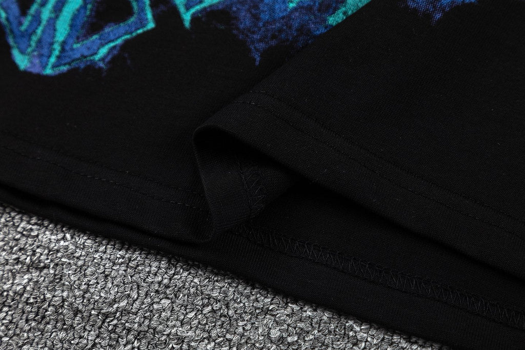 GUAPI Blue Graphic Black T-Shirt — detail